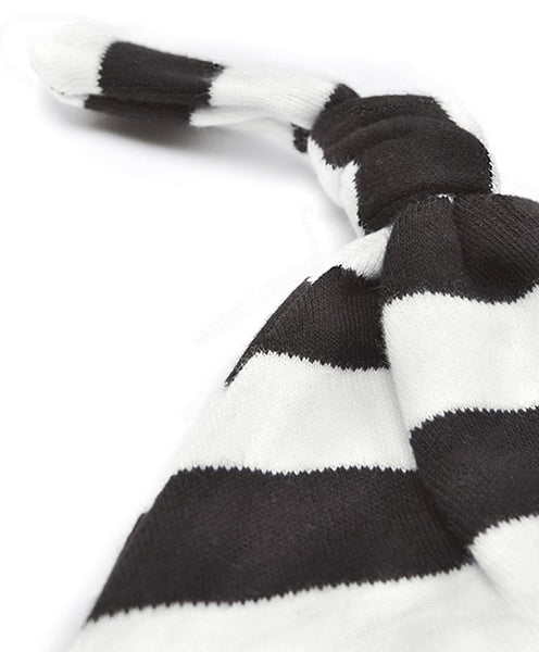 BLACK AND WHITE BABY STRIPY KNOT HAT