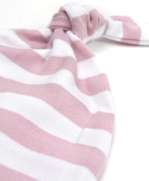 PINK AND WHITE BABY STRIPY KNOT HAT